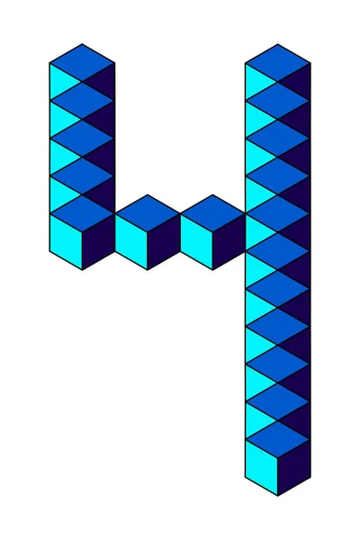 Azul Número Cubos Isolados Sobre Fundo Branco Pixel Bits Estilo — Fotografia de Stock