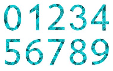 Beyaz arkaplanda izole edilmiş nane sayıları çokgen biçimi. Öğrenme numaraları, seri numarası, fiyat, yer. Vektör illüstrasyonu