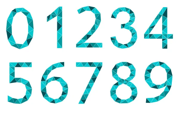 Set Mint Numbers Polygon Style Isolated White Background Learning Numbers — Stock Vector