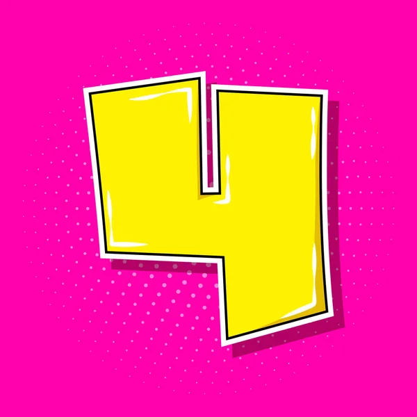 Pop Art Żółty Numer Różowym Tle Kropkowane Ilustracja Wektora — Wektor stockowy