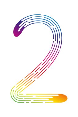 Beyaz arka planda izole edilmiş renkli gökkuşağı noktalı çizgilerden 2 numara. Tasarım elemanı. Vektör illüstrasyonu