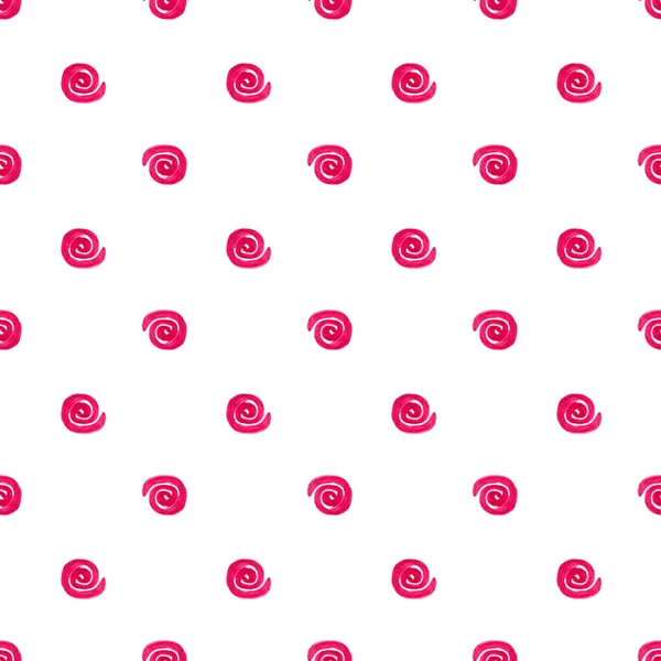 Безшовний Візерунок Намальованими Вручну Акварельними Абстрактними Рожевими Спіральми Білому Простий — стокове фото