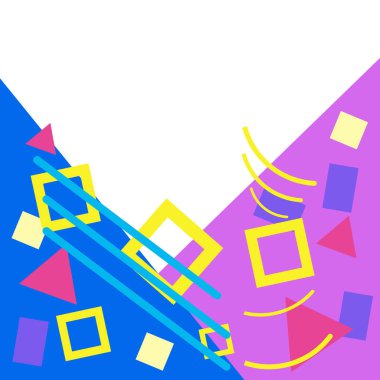 Tasarımınız için beyaz boşluğu olan soyut geometrik arkaplan. Üçgenleri, kareleri ve çizgileri olan bir arka plan. Rakamların güzel kompozisyonu