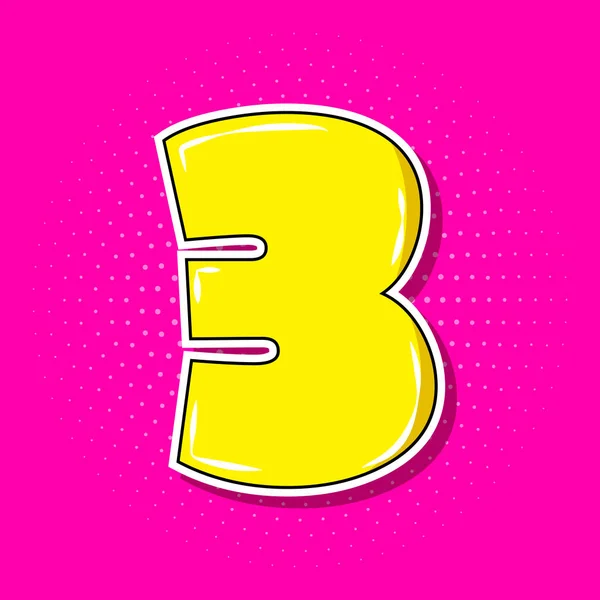 Pop Art Yellow Number Pink Dotted Background Vector Illustration — Stockvektor