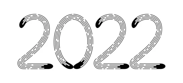 New Year 2022 Black Dotted Lines White Background Illustration — Stock Photo, Image