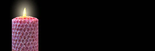 Знамя Свечой Розового Полигона Черным Фоном Местом Текста Иллюстрация Празднику — стоковый вектор