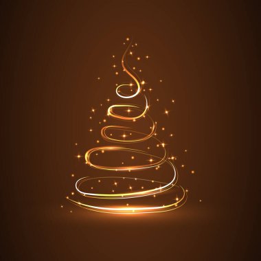 Soyut noel ağacı geçmişi. Noel ağacı sembollü pankart. Kare çizimi. Altın rengi