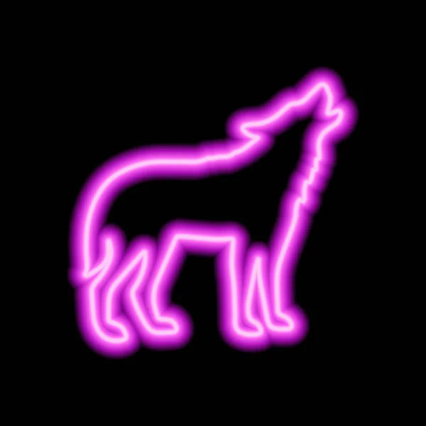Růžové Neonové Znamení Vlka Černém Pozadí Vektorová Ilustrace — Stockový vektor