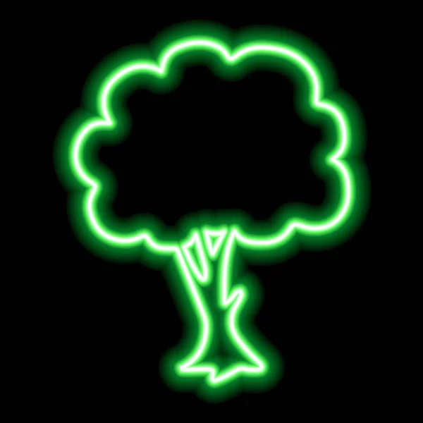 Green Neon Sign Tree Black Background — Stock vektor