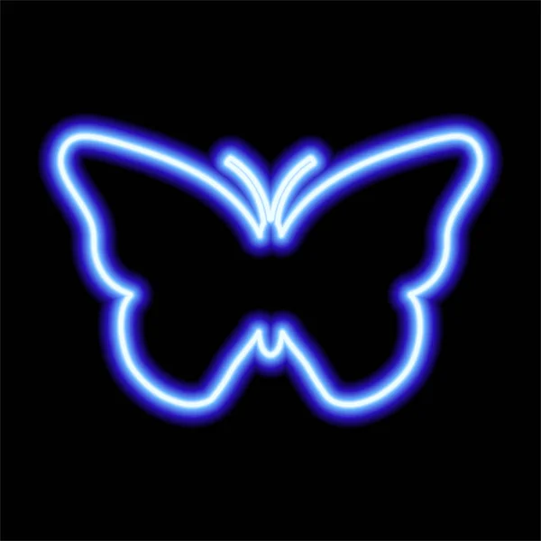 Blaue Leuchtschrift Des Schmetterlings Auf Schwarzem Hintergrund — Stockvektor