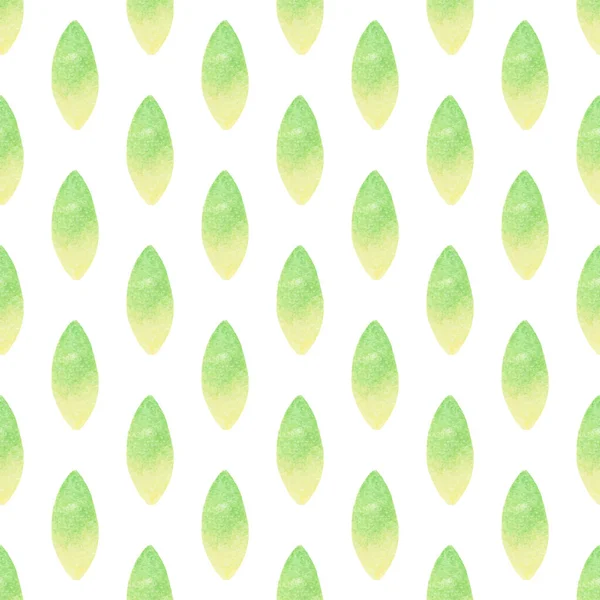 Patrón Sin Costuras Con Hojas Verdes Acuarela Dibujadas Mano Ilustración — Vector de stock