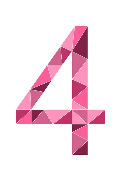 Neon Rosa Nummer Polygon Stil Isolerad Vit Bakgrund Lärande Nummer — Stock vektor
