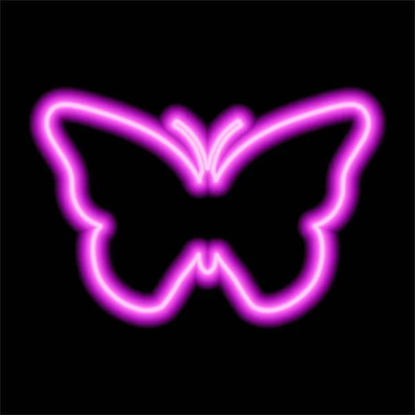 Rosa Leuchtschrift Des Schmetterlings Auf Schwarzem Hintergrund — Stockvektor