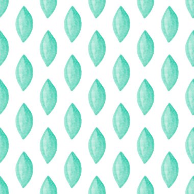 Elle çizilmiş suluboya yeşil yapraklı kusursuz desen. Soyut arkaplan. Tekstil, baskı vs. için organik, doğal, tazelik kavramı.