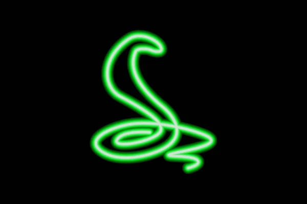 Green Neon Sign Snake Black Background — стоковый вектор