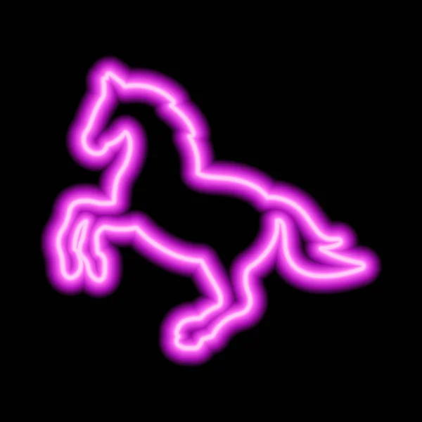 Pink Neon Sign Horse Black Background — Stock Vector