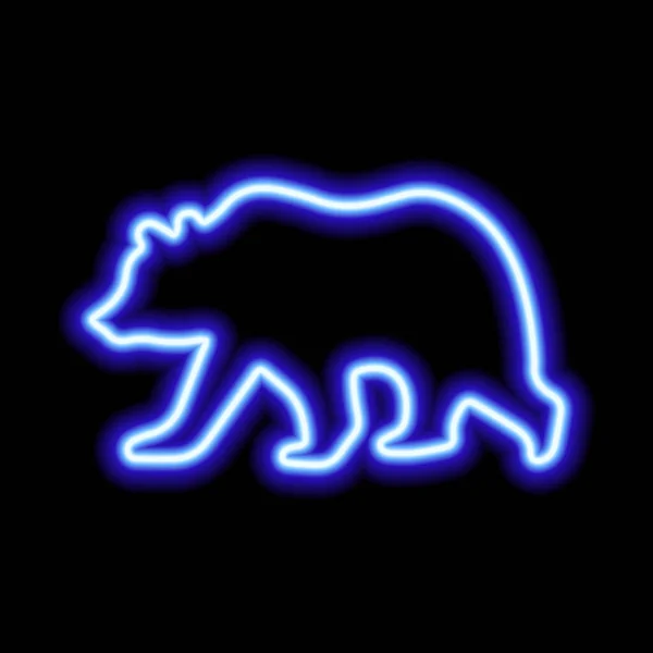 Signo Neón Azul Del Oso Sobre Fondo Negro — Archivo Imágenes Vectoriales