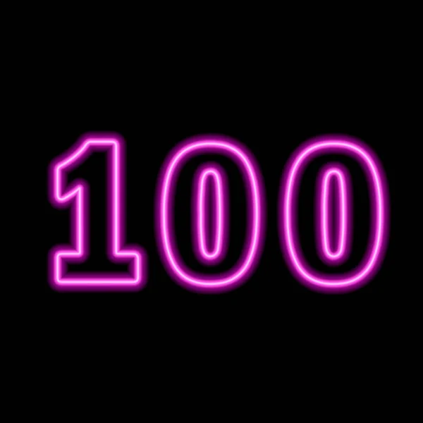 Ροζ Νέον Νούμερο 100 Μαύρο Φόντο Αύξων Αριθμός Τιμή Θέση — Διανυσματικό Αρχείο