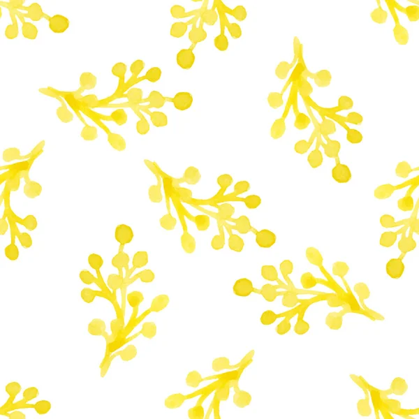 Απρόσκοπτη Μοτίβο Ζωγραφισμένα Στο Χέρι Υδρόχρωμα Κίτρινα Κλαδιά Μούρα Στο — Διανυσματικό Αρχείο