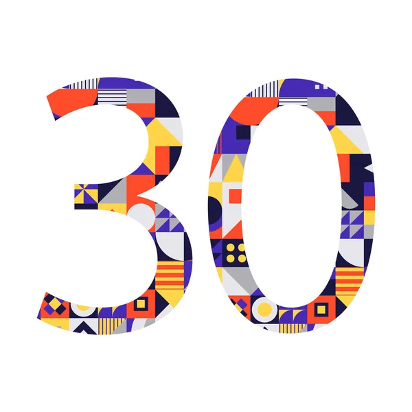 Número Formas Geométricas Multicoloridas Isoladas Branco Neo Geo Ilustração — Vetor de Stock