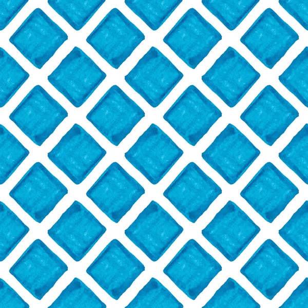 Patrón Geométrico Sin Costura Con Pequeños Rombos Pintados Mano Azules — Vector de stock