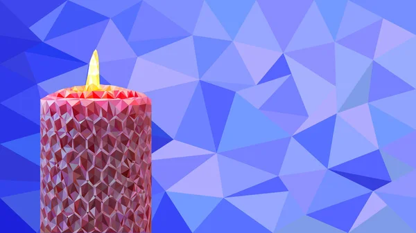 ピンクのポリゴンキャンドルと青の背景を持つバナー テキストのための場所 お祝い 休日のためのイラスト — ストックベクタ