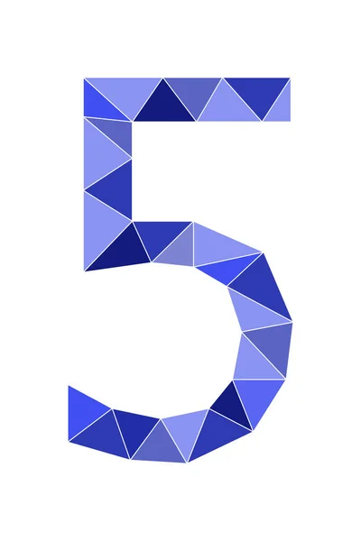 Неоновий Синій Номер Стиль Багатокутника Ізольований Білому Тлі Навчальні Номери — стоковий вектор
