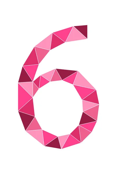 Pink Number Polygon Style Isolated White Background Learning Numbers Serial — 스톡 벡터