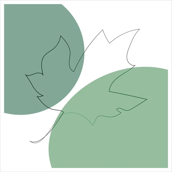 Maple Leave Line Art Stijl Abstracte Achtergrond Met Groene Witte — Stockfoto