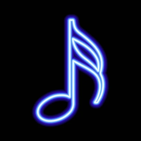 Blue Neon Note Sign Black Background Vector Illustration — стоковый вектор