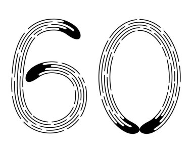 Siyah noktalı çizgilerden 60 numara beyaz arkaplanda izole edilmiş. Tasarım elemanı. Vektör illüstrasyonu