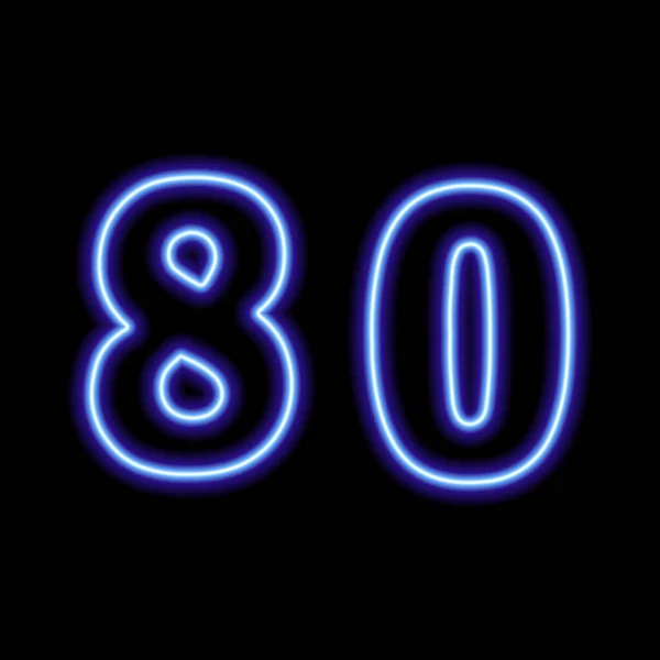 Neon Biru Nomor Pada Latar Belakang Hitam Nomor Seri Harga - Stok Vektor