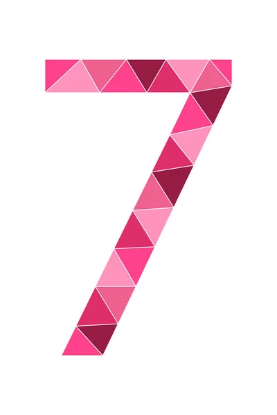 Stile Poligono Numero Rosa Isolato Sfondo Bianco Numeri Apprendimento Numero — Vettoriale Stock