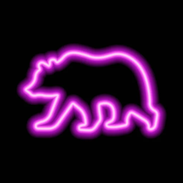 Розовый Неоновый Знак Медведя Черном Фоне — стоковый вектор