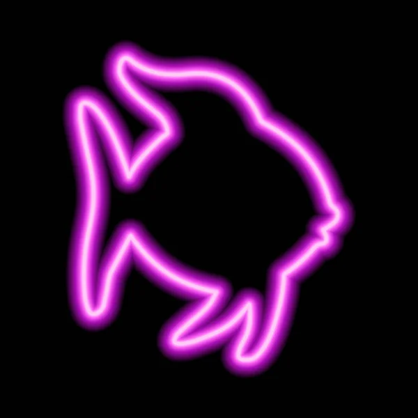 Růžové Neonové Znamení Ryb Černém Pozadí Vektorová Ilustrace — Stockový vektor