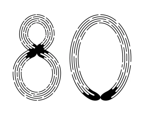 80号来自白色背景上孤立的黑点线 设计元素 矢量说明 — 图库矢量图片