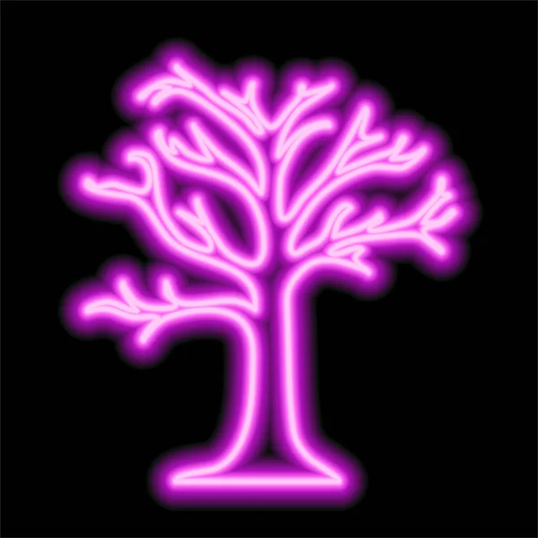 Pink Neon Sign Tree Black Background — Zdjęcie stockowe