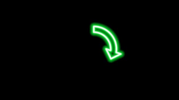 Zelená Neonová Recyklační Šipka Černém Pozadí Otočná Šipka — Stock video