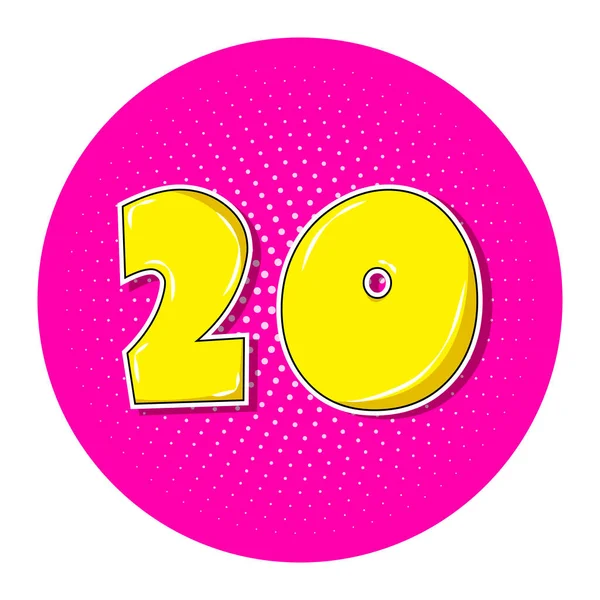 Pop Art Yellow Number Pink Dotted Circle Ilustrasi — Stok Foto