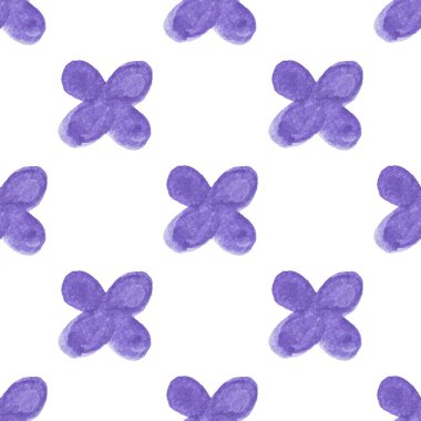 Geometrik dikişsiz desen, beyaz arka planda küçük mavi el boyalı haçlar. Tekstil, baskı vs. için.