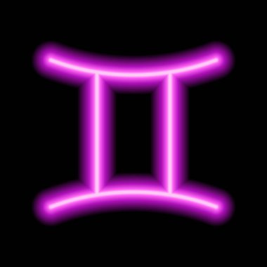 Pembe neon zodyak burcu Gemini. Tahminler, astroloji, yıldız falı.