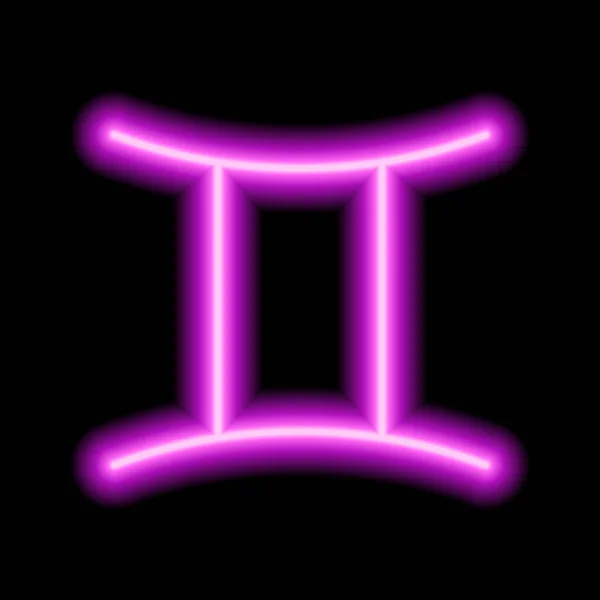 Różowy Neonowy Znak Zodiaku Gemini Przewidywania Astrologia Horoskop — Wektor stockowy