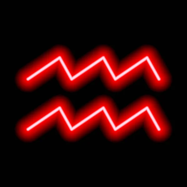 Rode Neon Dierenriem Teken Waterman Voorspellingen Astrologie Horoscoop — Stockvector