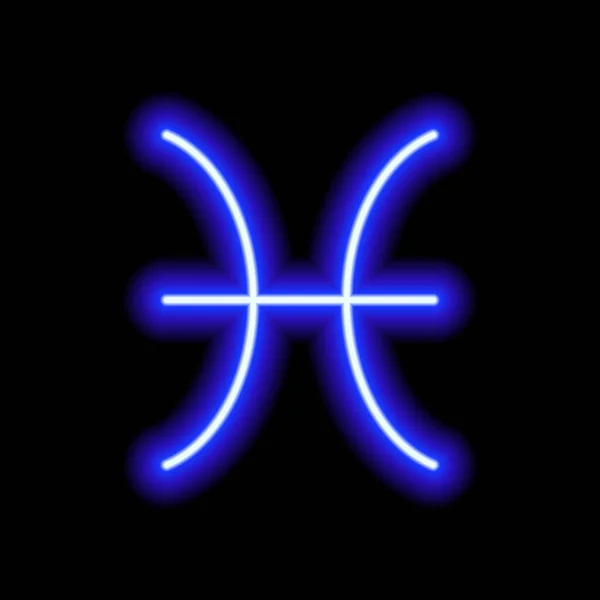Blauwe Neon Dierenriem Teken Vissen Voorspellingen Astrologie Horoscoop — Stockvector