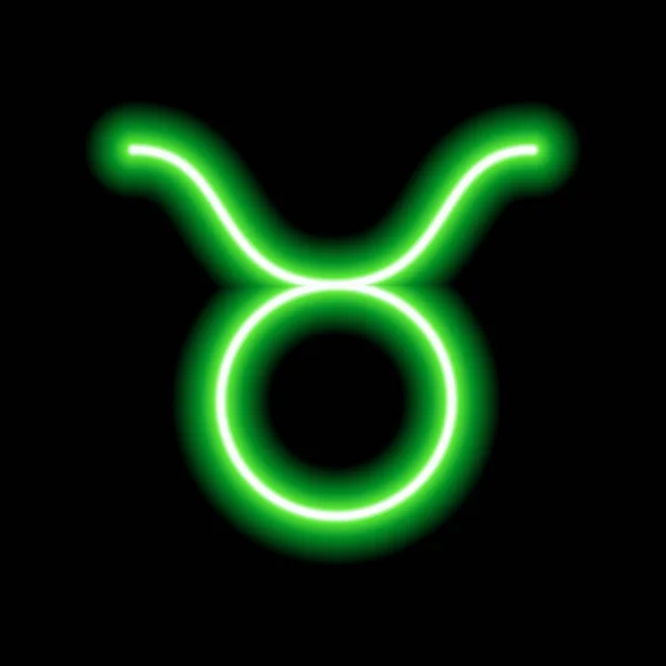 Groene Neon Dierenriem Teken Stier Voorspellingen Astrologie Horoscoop — Stockvector