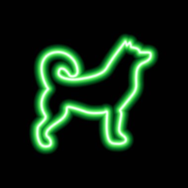 Siyah arkaplanda kurt köpeğinin yeşil neon işareti