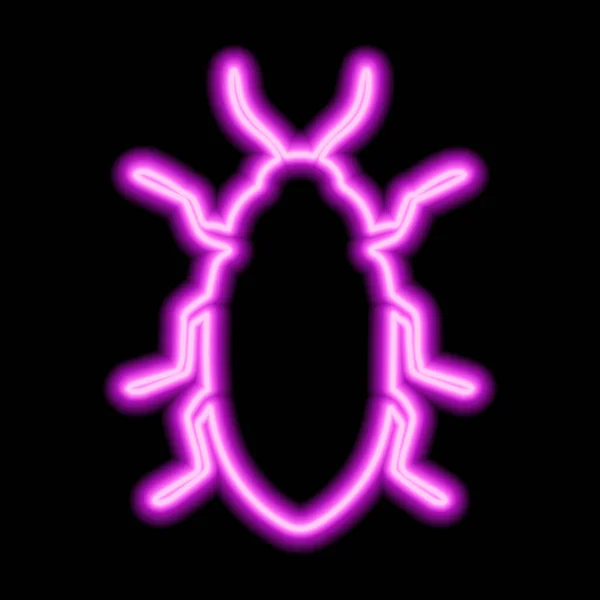 Roze Neon Kakkerlak Teken Een Zwarte Achtergrond — Stockvector