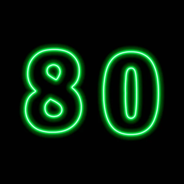 Neon Green Number Pada Latar Belakang Hitam Nomor Seri Harga - Stok Vektor