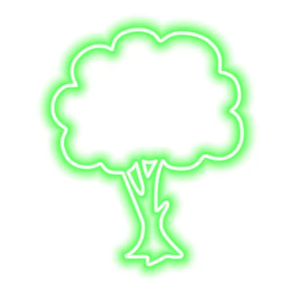 Grön Neon Ikon Träd Med Grönskande Blad Isolerad Vitt Vektorillustration — Stock vektor