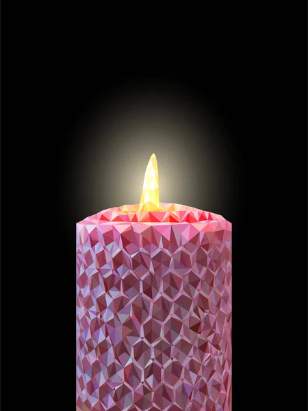 Розовая Свеча Полигона Черном Фоне Местом Текста — стоковое фото